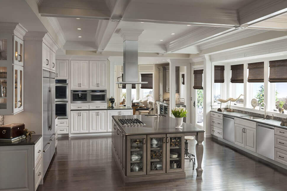 stainless fridge with white appliances