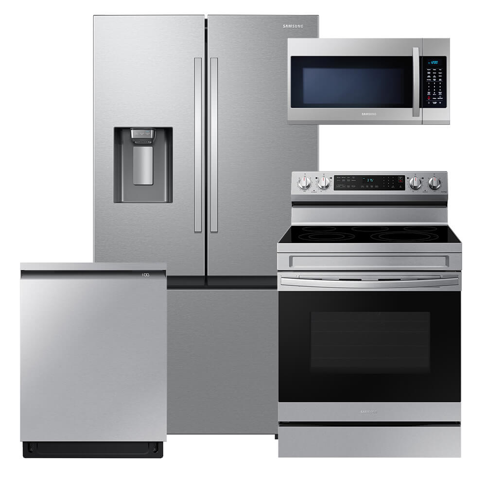Samsung 2-Piece Kitchen Package with 6.3 Cu. Ft. Electric Range and  Microwave in Black Stainless Steel